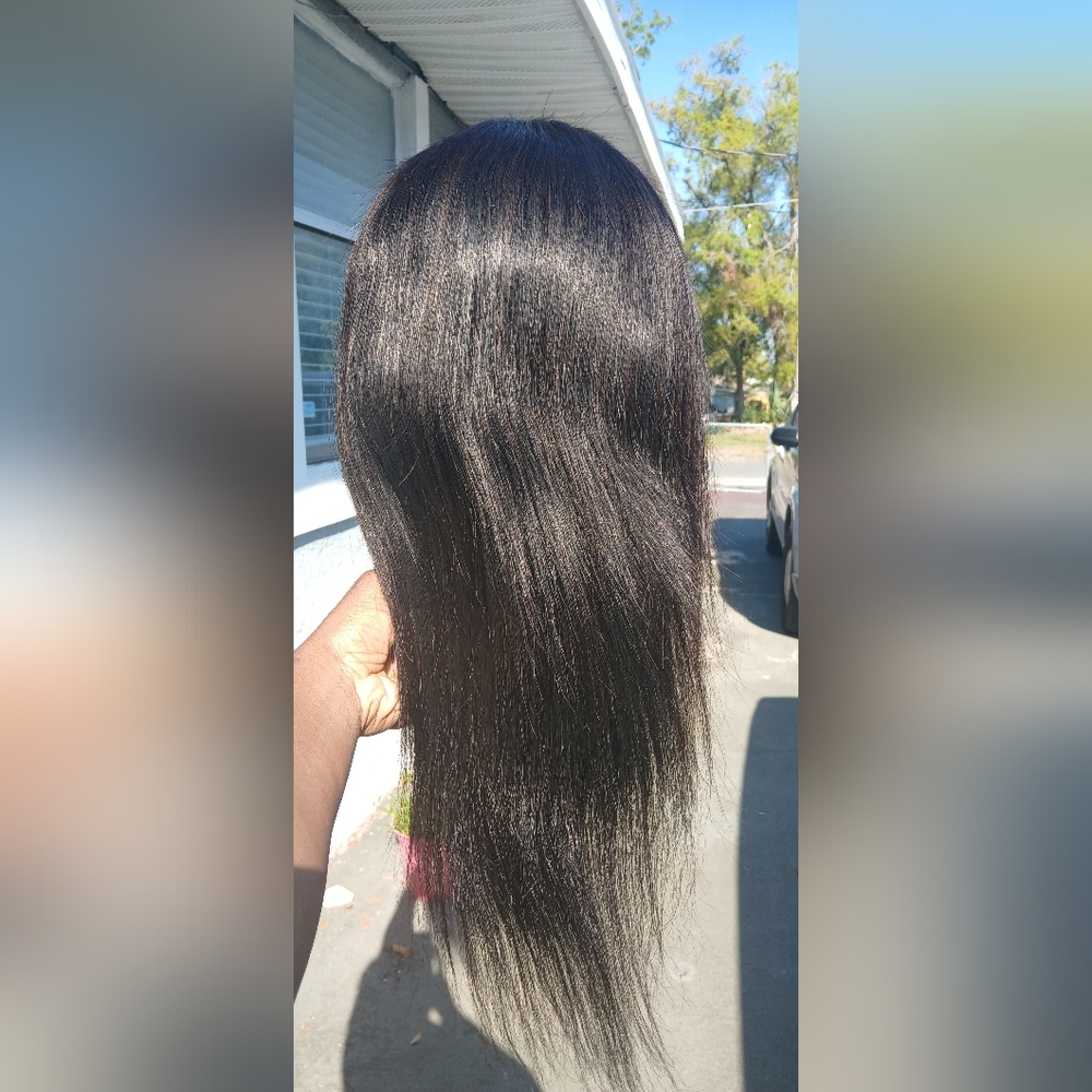 Sleek Black Lace Front Wig W/Elastic Band (Free Part) - Picture 5 of 7